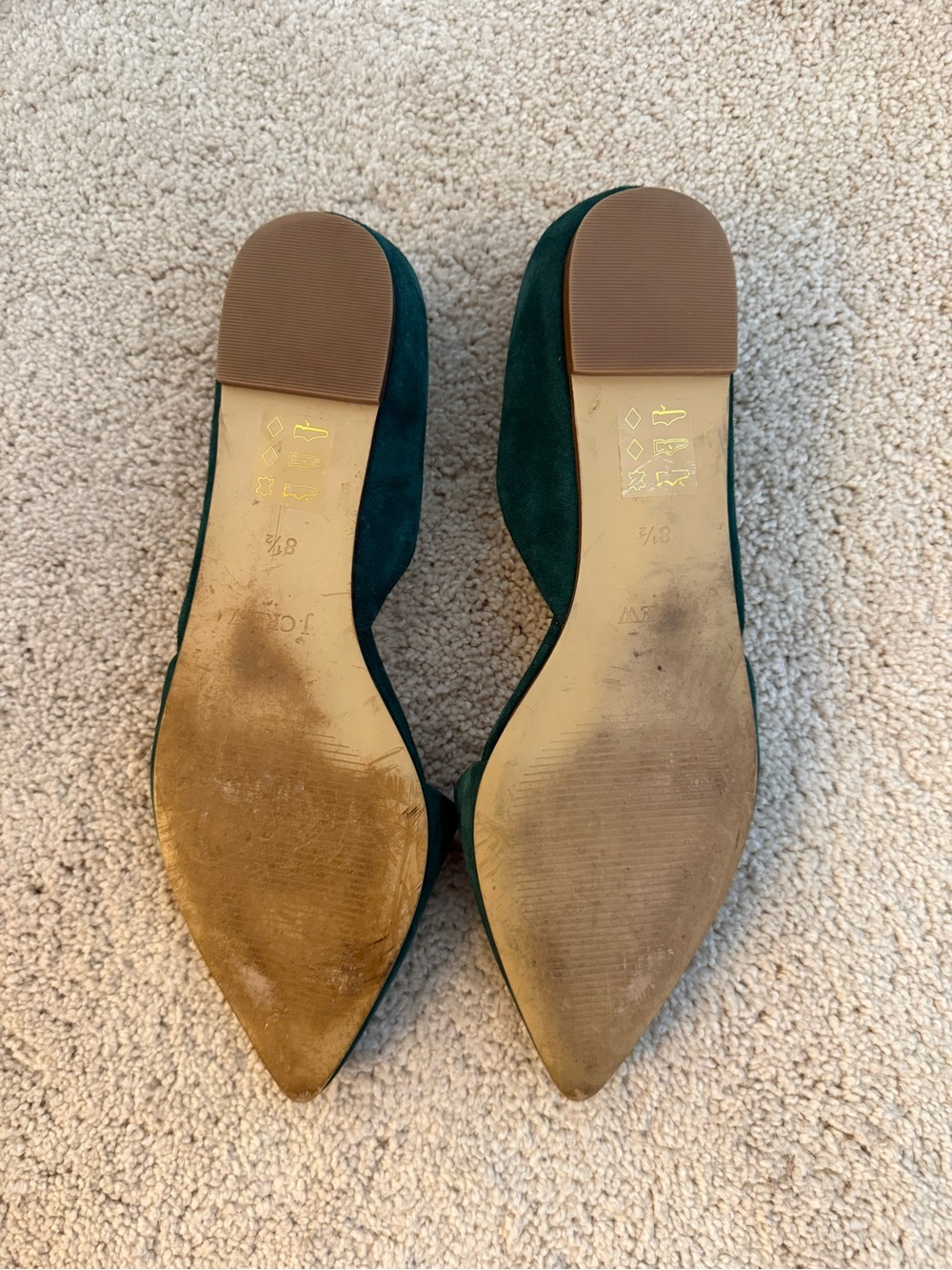 J. Crew Emerald Green Suede Pointed D'Orsay Flats - Picture 2 of 2